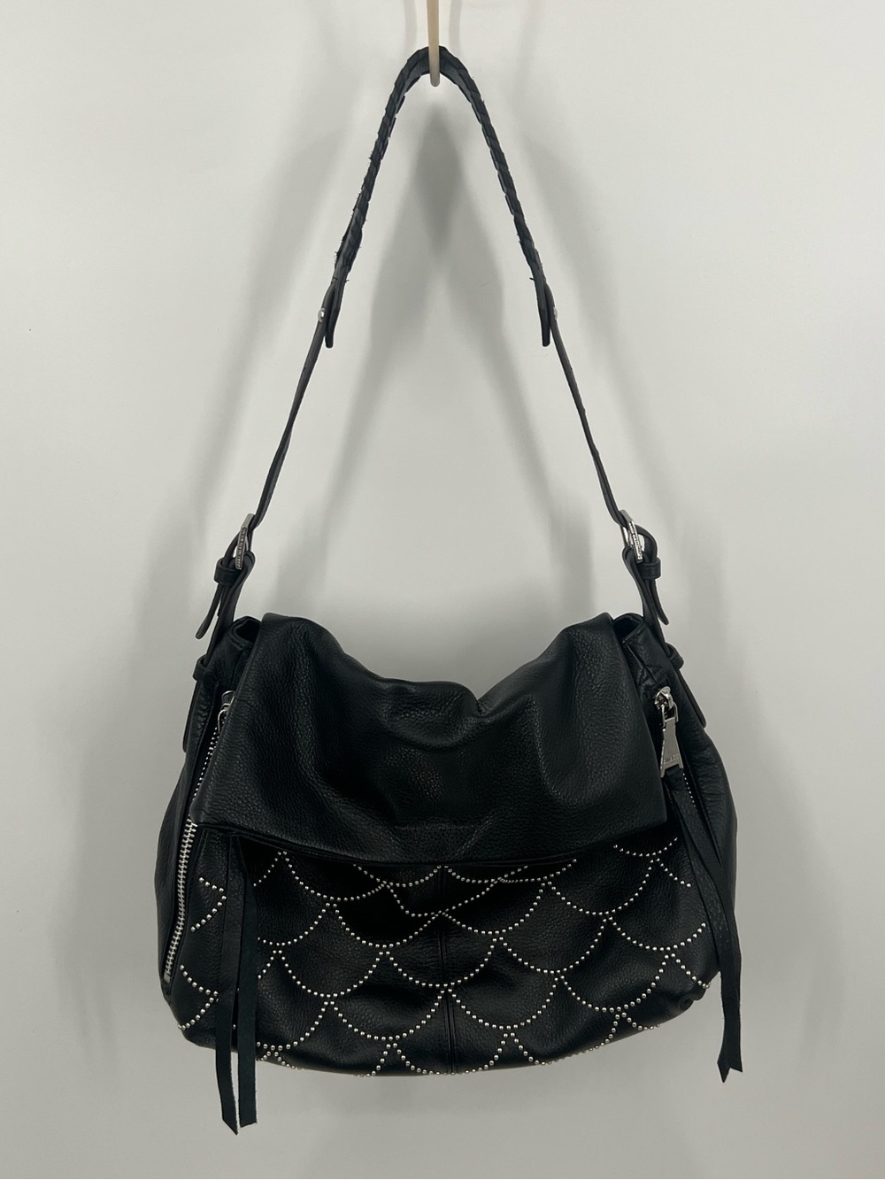 Aimee Kestenberg Bali Black Stud-Accent Hobo Bag